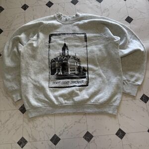 DeWitt County Courthouse Graphic Crewneck Sweatshirt Heather‎ Gray XL
